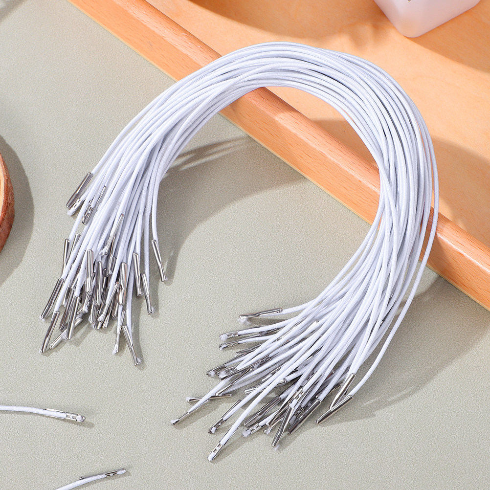 Mask Lanyard Adjustable - 200 Stück Elastische Widerhakenkordel mit Metallenden,
