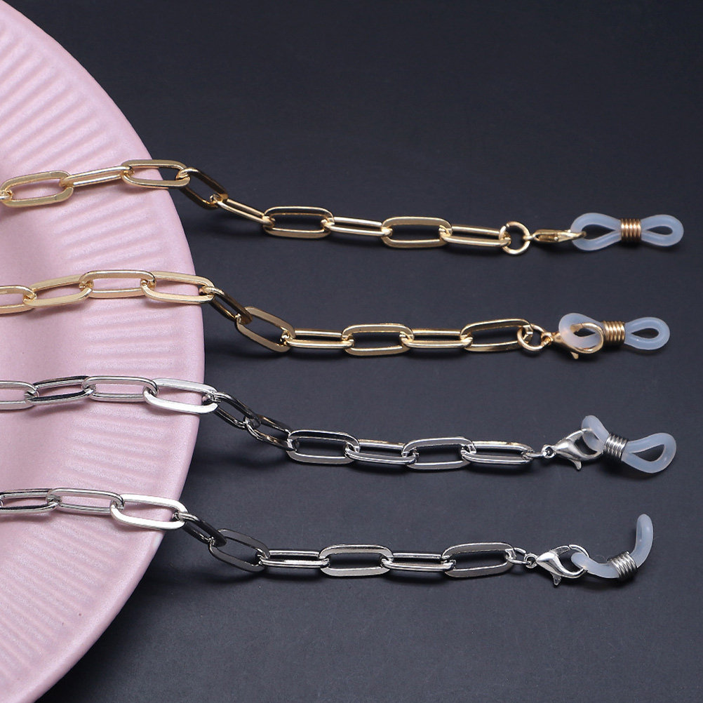 Mask Chain Holder - Goldene Büroklammer-Maskenhalterung, Brillenkette, Metallhalter, Anti-Verlust-Sicherheitsmaskenband für